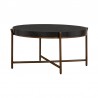 Armen Living Sylvie Brushed Oak and Metal Round Coffee Table