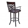 Armen Living Tahiti Arm Barstool in Auburn Bay finish with Brown Pu upholstery Back