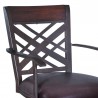 Armen Living Tahiti Arm Barstool in Auburn Bay finish with Brown Pu upholstery Seat
