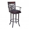 Armen Living Tahiti Arm Barstool in Auburn Bay finish with Brown Pu upholstery Front