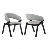 Armen Living Talulah Gray Fabric and Black Veneer Dining Side Chairs- Set