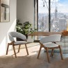 Armen Living Talulah Gray Fabric and Walnut Veneer Dining Side Chairs