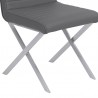 Tempe Contemporary Dining Chair in Gray Faux Leather with Brushed Stainless Steel Finish - Set of 2 01