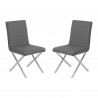Tempe Contemporary Dining Chair in Gray Faux Leather with Brushed Stainless Steel Finish - Set of 2