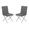 Tempe Contemporary Dining Chair in Gray Faux Leather with Brushed Stainless Steel Finish - Set of 2