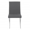 Tempe Contemporary Dining Chair in Gray Faux Leather with Brushed Stainless Steel Finish - Front