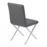 Tempe Contemporary Dining Chair in Gray Faux Leather with Brushed Stainless Steel Finish - Back Angle