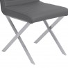 Tempe Contemporary Dining Chair in Gray Faux Leather with Brushed Stainless Steel Finish - Leg Close-Up