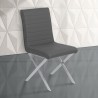 Tempe Contemporary Dining Chair in Gray Faux Leather with Brushed Stainless Steel Finish - Lifestyle