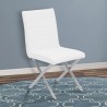 Tempe Contemporary Dining Chair in White Faux Leather with Brushed Stainless Steel Finish - Set of 2 01