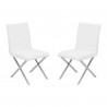 Tempe Contemporary Dining Chair in White Faux Leather with Brushed Stainless Steel Finish - Set of 2