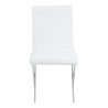Tempe Contemporary Dining Chair in White Faux Leather with Brushed Stainless Steel Finish - Front