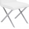 Tempe Contemporary Dining Chair in White Faux Leather with Brushed Stainless Steel Finish - Leg Close-Up
