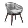 Tutti Frutti Indoor Outdoor Dining Chair in Dark Eucalyptus Wood with Latte Rope and Grey Cushions 2