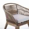 Tutti Frutti Indoor Outdoor Dining Chair in Light Eucalyptus Wood with Latte Rope and Grey Cushion 5