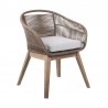 Tutti Frutti Indoor Outdoor Dining Chair in Light Eucalyptus Wood with Latte Rope and Grey Cushion 3