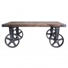 Trego Industrial Coffee Table in Industrial Grey and Pine Wood Top - Front