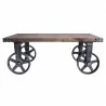 Trego Industrial Coffee Table in Industrial Grey and Pine Wood Top - Front - Trego Industrial Coffee Table in Industrial Grey and Pine Wood Top - Front