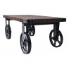 Trego Industrial Coffee Table in Industrial Grey and Pine Wood Top - Angled