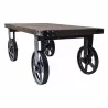 Trego Industrial Coffee Table in Industrial Grey and Pine Wood Top - Angled - Trego Industrial Coffee Table in Industrial Grey and Pine Wood Top - Angled