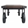 Trego Industrial Coffee Table in Industrial Grey and Pine Wood Top - Side - Trego Industrial Coffee Table in Industrial Grey and Pine Wood Top - Side