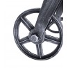 Trego Industrial Coffee Table in Industrial Grey and Pine Wood Top - Wheel Detail