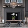 Trego Industrial Coffee Table in Industrial Grey and Pine Wood Top - Lifestyle