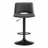 Armen Living Thierry Adjustable Swivel Gray Faux Leather and Black Metal Bar Stool Front