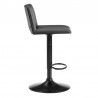 Armen Living Thierry Adjustable Swivel Gray Faux Leather and Black Metal Bar Stool Side