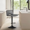 Armen Living Thierry Adjustable Swivel Gray Faux Leather and Black Metal Bar Stool