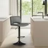 Armen Living Thierry Adjustable Swivel Gray Faux Leather and Black Metal Bar Stool - Armen Living Thierry Adjustable Swivel Gray Faux Leather and Black Metal Bar Stool