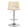 Armen Living Thierry Adjustable Swivel Cream Faux Leather with Walnut Back and Chrome Bar Stool Front