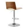 Armen Living Thierry Adjustable Swivel Cream Faux Leather with Walnut Back and Chrome Bar Stool Back
