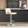 Armen Living Thierry Adjustable Swivel Cream Faux Leather with Walnut Back and Chrome Bar Stool