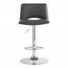 Armen Living Thierry Adjustable Swivel Gray Faux Leather with Walnut Back and Chrome Bar Stool Front