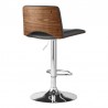 Armen Living Thierry Adjustable Swivel Gray Faux Leather with Walnut Back and Chrome Bar Stool Back