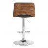 Armen Living Thierry Adjustable Swivel Gray Faux Leather with Walnut Back and Chrome Bar Stool Back