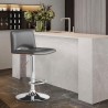 Armen Living Thierry Adjustable Swivel Gray Faux Leather with Walnut Back and Chrome Bar Stool