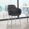 Tammy Contemporary Dining Chair in Chrome Brushed Finish and Charcoal Fabric - Tammy Contemporary Dining Chair in Chrome Brushed Finish and Charcoal Fabric