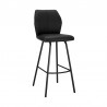 Armen Living Tandy Black Faux Leather and Black Metal 30" Bar Stool Front