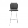 Armen Living Gray Tandy Faux Leather and Brushed Stainless Steel 26" Counter Stool Front