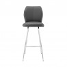 Armen Living Gray Tandy Faux Leather and Brushed Stainless Steel 30" Bar Stool Front