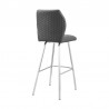 Armen Living Gray Tandy Faux Leather and Brushed Stainless Steel 30" Bar Stool Back