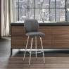Armen Living Gray Tandy Faux Leather and Brushed Stainless Steel 30" Bar Stool