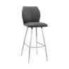 Armen Living Gray Tandy Faux Leather and Brushed Stainless Steel 30" Bar Stool Front