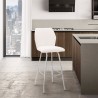 Armen Living WhiteTandy Faux Leather and Brushed Stainless Steel 26" Counter Stool