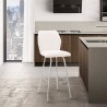 Armen Living WhiteTandy Faux Leather and Brushed Stainless Steel 30" Bar Stool