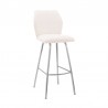 Armen Living WhiteTandy Faux Leather and Brushed Stainless Steel 26" Counter Stool Front