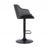Armen Living Toby Grey Faux Leather Adjustable Height Swivel Black Wood and Metal Bar Stool Side