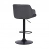 Armen Living Toby Grey Faux Leather Adjustable Height Swivel Black Wood and Metal Bar Stool 